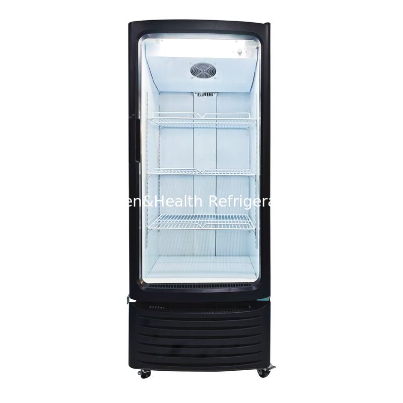 Supermercato Porta di vetro singola Display commerciale raffreddatore Vertical Chiller ventilatore di raffreddamento bevande