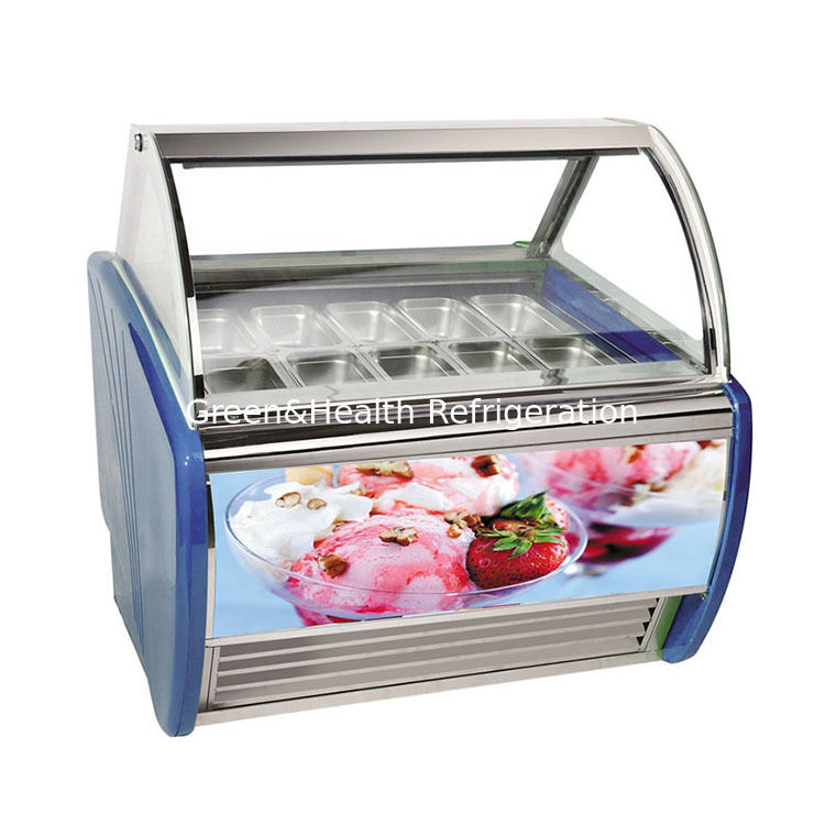 Congelatore espositivo per gelato in acciaio inossidabile commerciale multi-vasca con termostato regolabile e compressore Danfoss