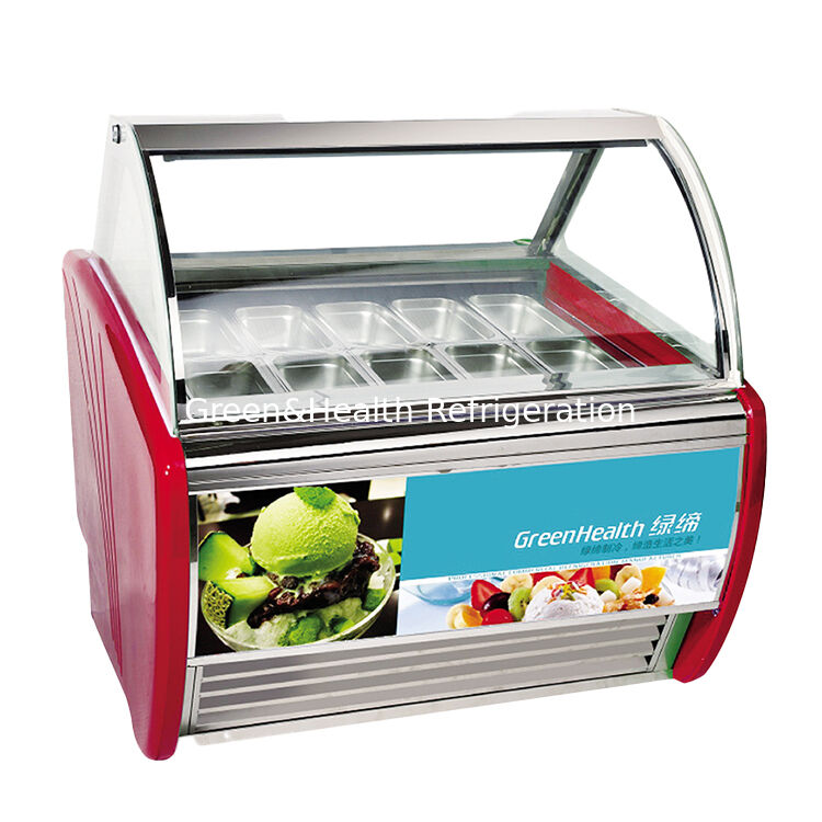Congelatore espositivo per gelato in acciaio inossidabile commerciale multi-vasca con termostato regolabile e compressore Danfoss