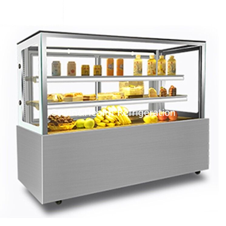 Congelatore a display in acciaio inossidabile ad angolo retto con 3 strati di ponte per la refrigerazione dei negozi di torte