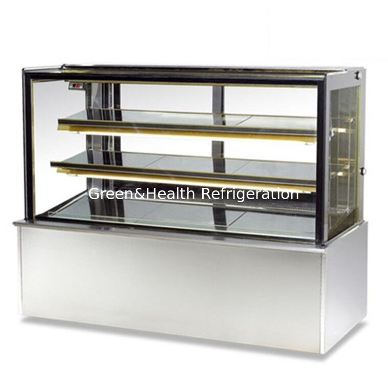 Congelatore a display in acciaio inossidabile ad angolo retto con 3 strati di ponte per la refrigerazione dei negozi di torte