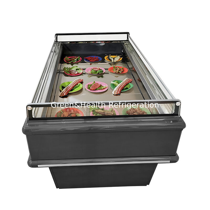Commerciale Top Open Display Chiller Island Freezer 2000x1130x900mm 2-10°C/-15~-18°C 900/1350W per alimenti surgelati