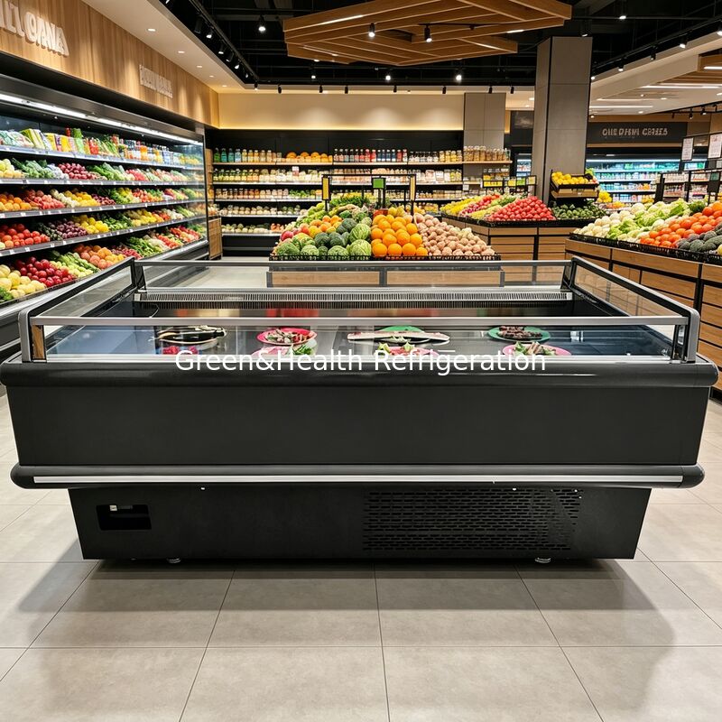 Commerciale Top Open Display Chiller Island Freezer 2000x1130x900mm 2-10°C/-15~-18°C 900/1350W per alimenti surgelati