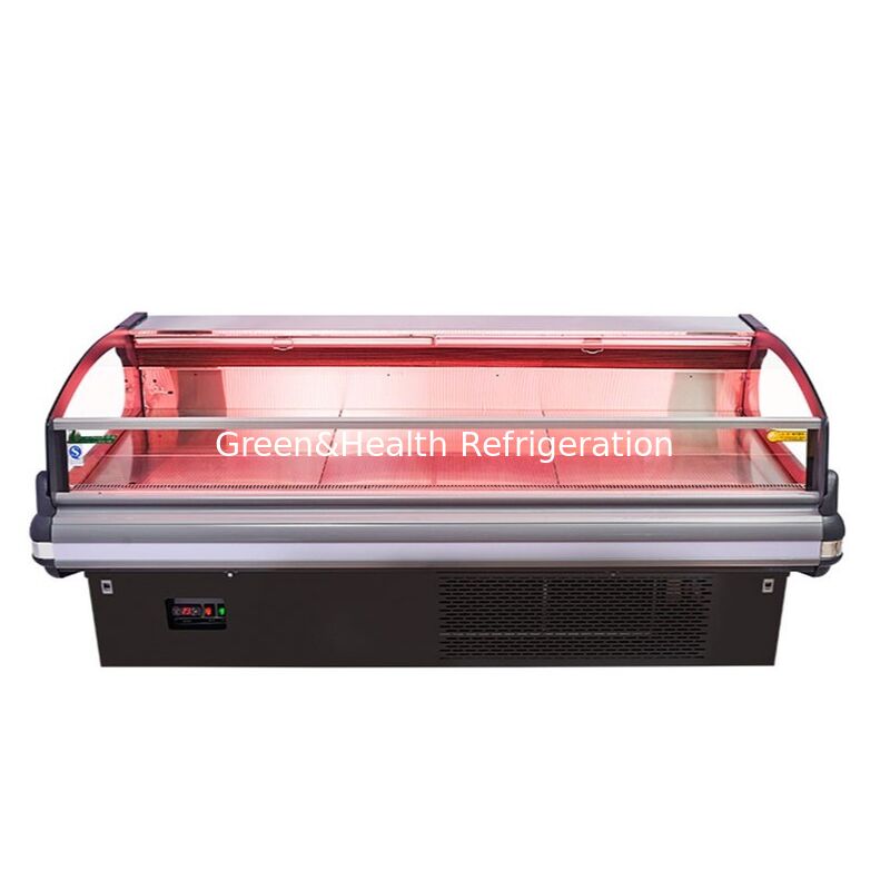 Stainless Steel Meat Display Freezer with LED Interior Light and Automatic Defrost System for Supermarkets