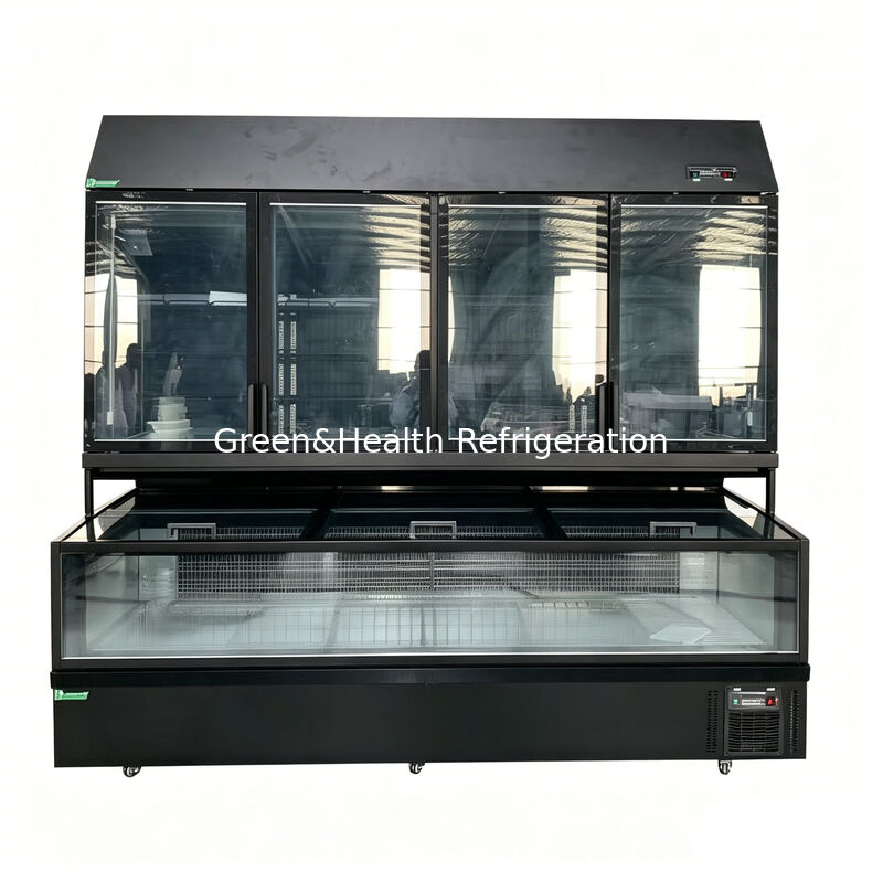 Congelatore isolato a doppia funzione con esterno in acciaio inossidabile/vetro e capacità di 850L per display di supermercato