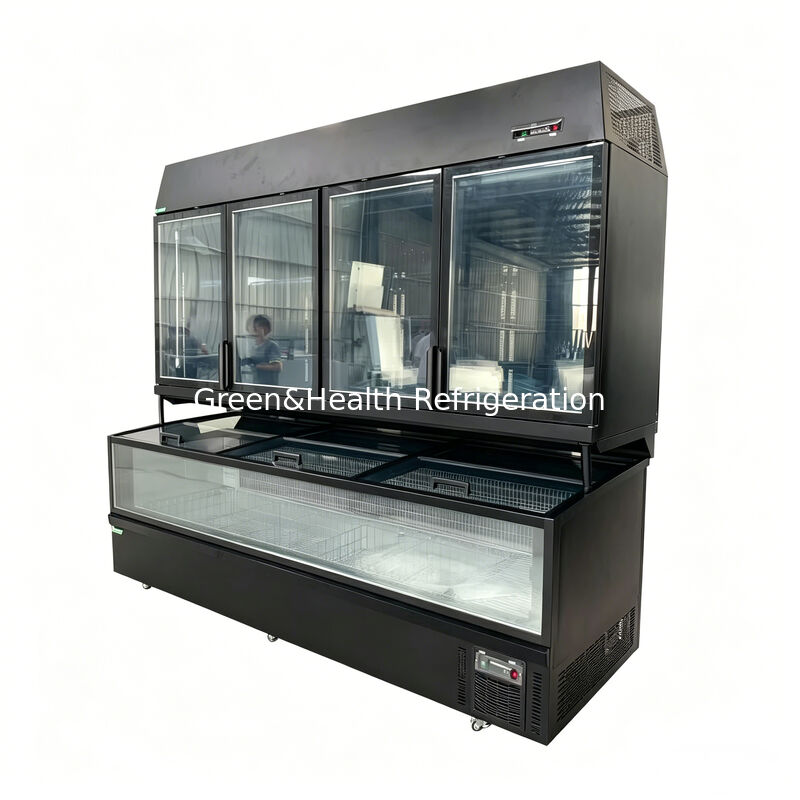 Congelatore isolato a doppia funzione con esterno in acciaio inossidabile/vetro e capacità di 850L per display di supermercato