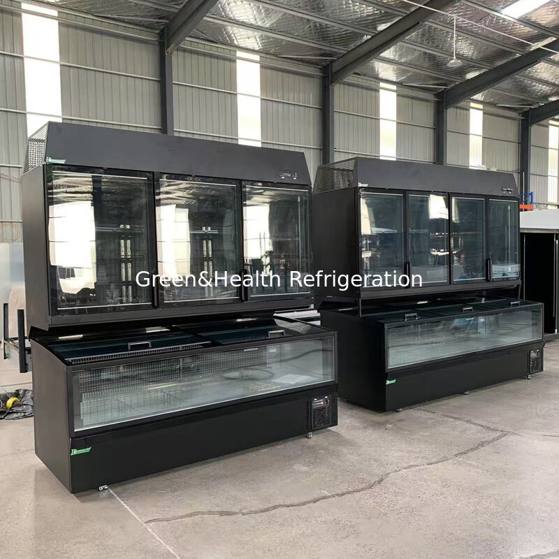 Congelatore isolato a doppia funzione con esterno in acciaio inossidabile/vetro e capacità di 850L per display di supermercato