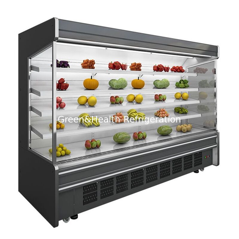 Congelatore commerciale con display di tipo aperto con ripiano a 5 strati, compressore incorporato e struttura in acciaio inossidabile