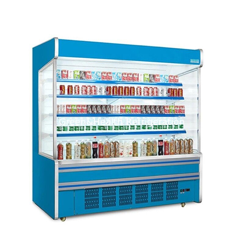 Congelatore commerciale con display di tipo aperto con ripiano a 5 strati, compressore incorporato e struttura in acciaio inossidabile