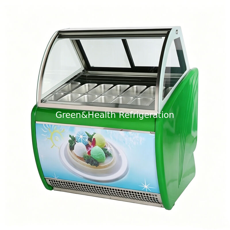 Congelatore per display di gelato in acciaio inossidabile con regolatore di temperatura regolabile e tre strati di vetro antifruscio