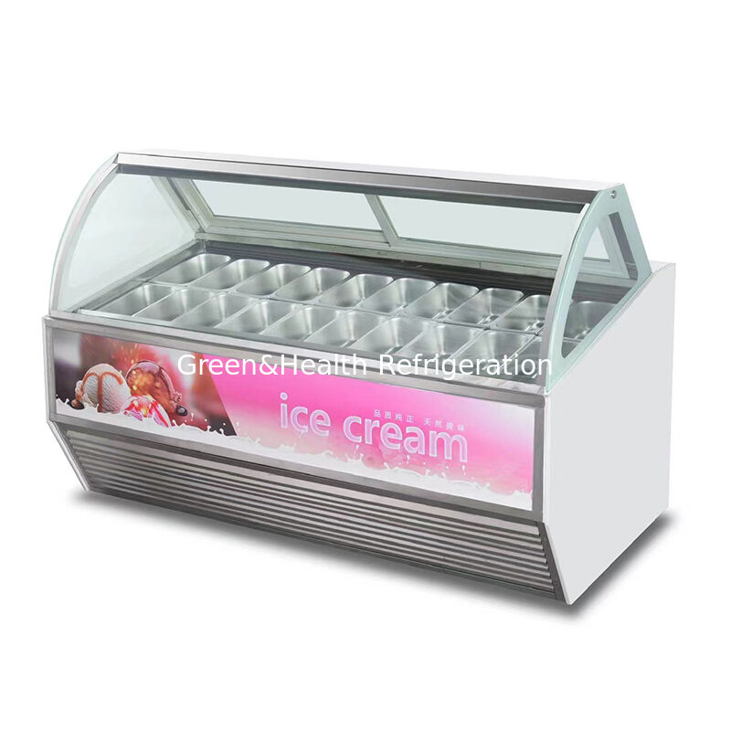Congelatore per display di gelato in acciaio inossidabile con regolatore di temperatura regolabile e tre strati di vetro antifruscio