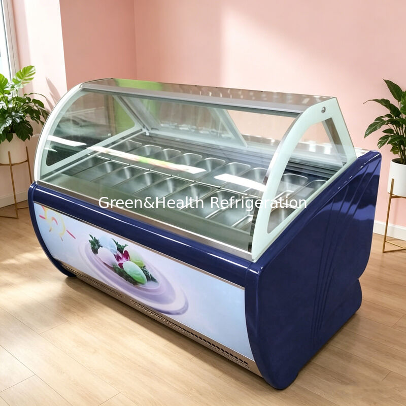 Congelatore per display di gelato in acciaio inossidabile con regolatore di temperatura regolabile e tre strati di vetro antifruscio