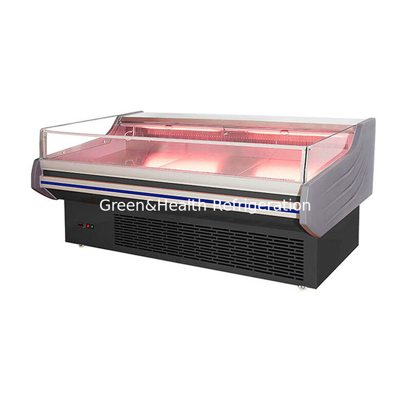 Congelatore a display di carne in acciaio inossidabile con luce a LED e scongelamento automatico per uso commerciale