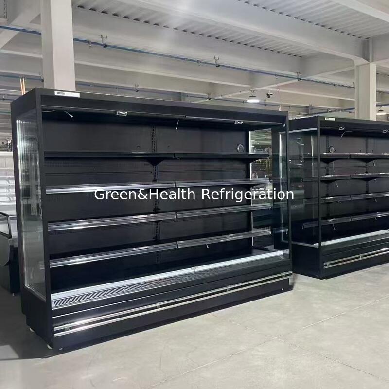 Display commerciale nero congelatori frigoriferi vetrina per i prodotti a base di carne della macelleria