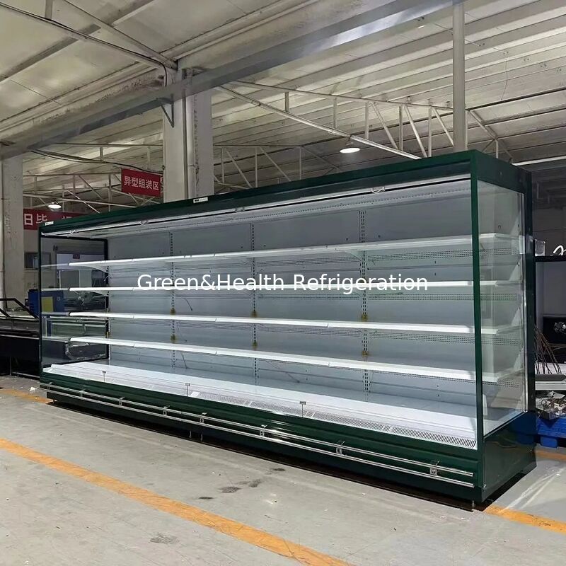 Display commerciale nero congelatori frigoriferi vetrina per i prodotti a base di carne della macelleria