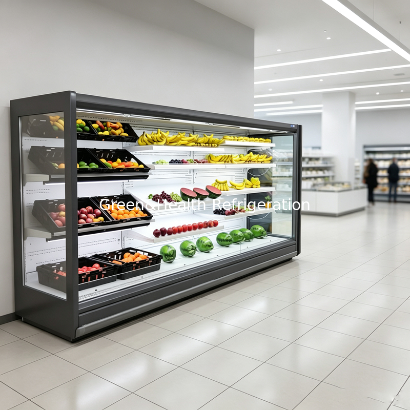 Display commerciale nero congelatori frigoriferi vetrina per i prodotti a base di carne della macelleria