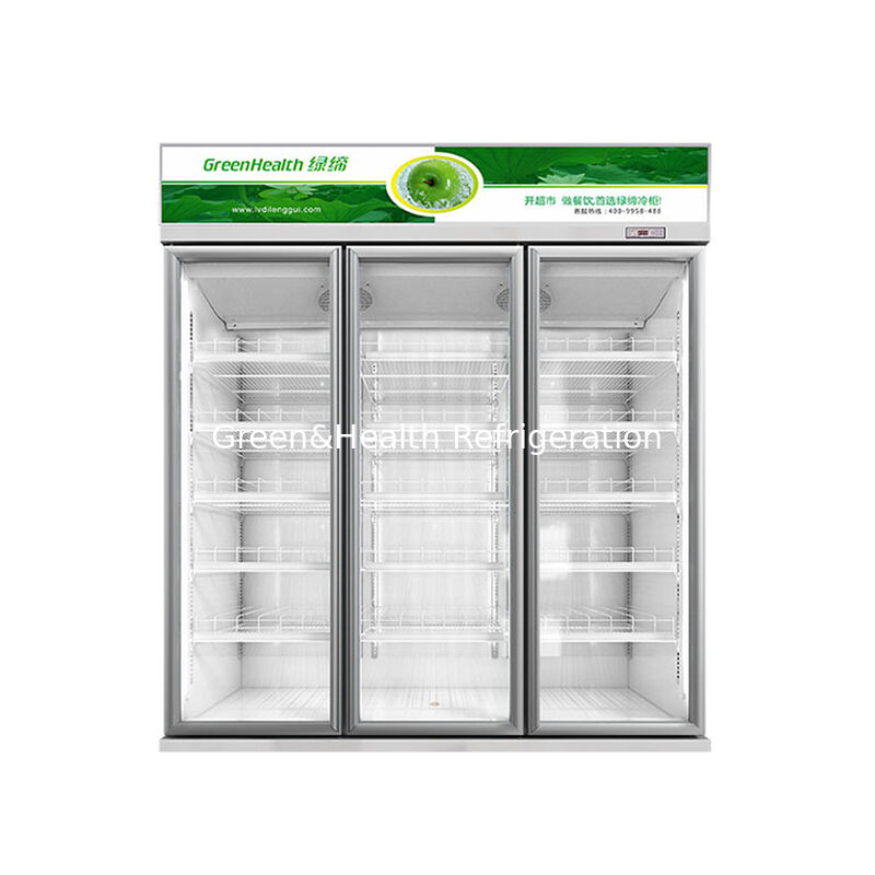 GreenHealth LG-1000W Frigorifero Commerciale per Bevande Analcoliche a 3 Ante, Unità Top-Mount, 0–10°C