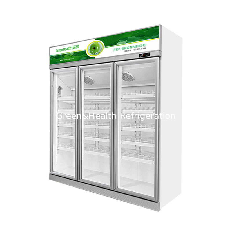 GreenHealth LG-1000W Frigorifero Commerciale per Bevande Analcoliche a 3 Ante, Unità Top-Mount, 0–10°C