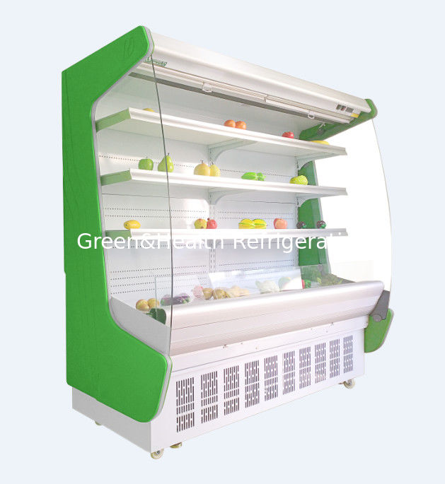 Il refrigeratore aperto del fronte dell'annuncio pubblicitario verticale del congelatore del supermercato del Governo della cortina d'aria