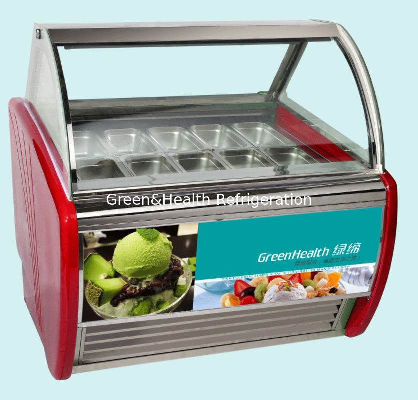 Rosso Verde Nero Colore Curva Porta Scorrevole Display gelato Congelatore