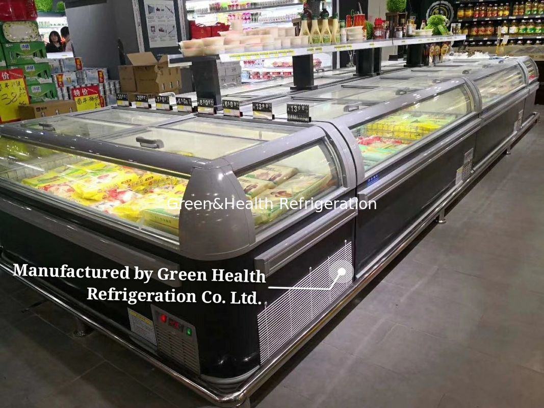 1.9m Commercial Island Display Freezer con luce a LED e refrigerante R404a 2100x890x890mm Chest Freezer