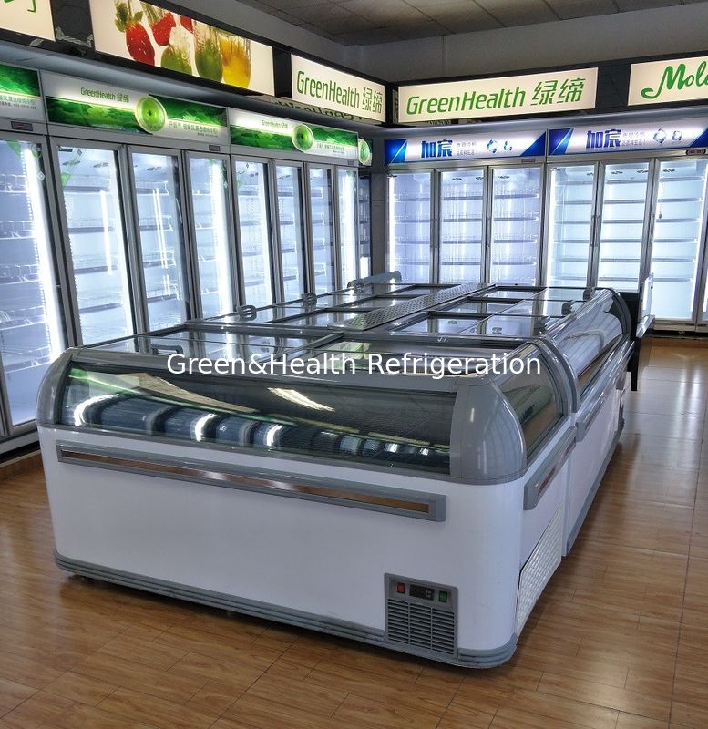 1.9m Commercial Island Display Freezer con luce a LED e refrigerante R404a 2100x890x890mm Chest Freezer