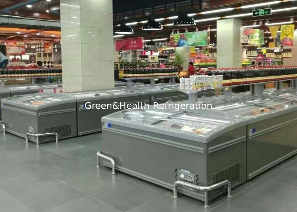 Congelatore dell'isola combinato supermercato del portello scorrevole per carne