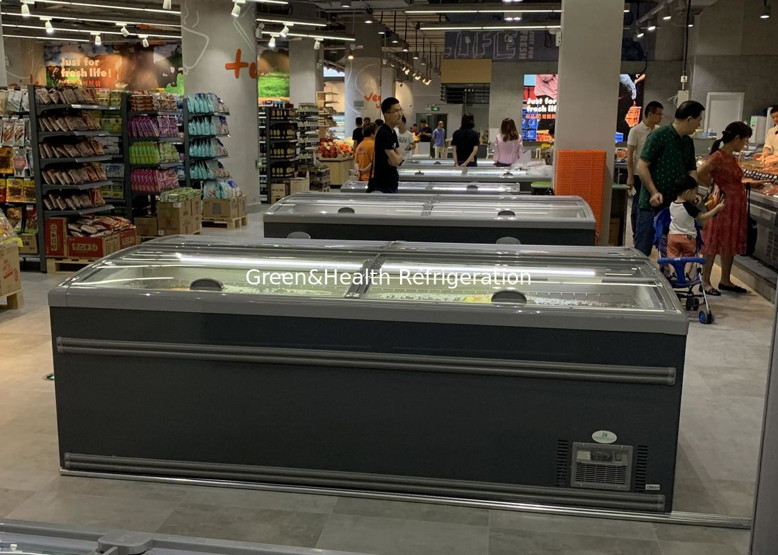 Congelatore dell'isola combinato supermercato del portello scorrevole per carne