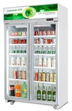 3 sezioni porta di vetro Merchandiser frigorifero commerciale Verticale frigorifero frigorifero Merchandiser con porta di vetro oscillante