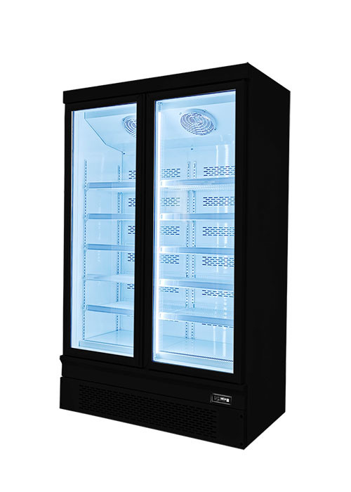Tappi nella vetrina commerciale della doppia porta del congelatore dell'esposizione del sistema