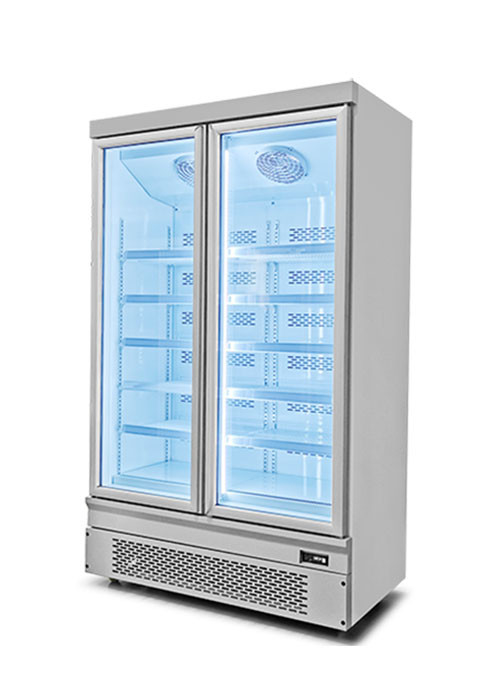 Tappi nella vetrina commerciale della doppia porta del congelatore dell'esposizione del sistema