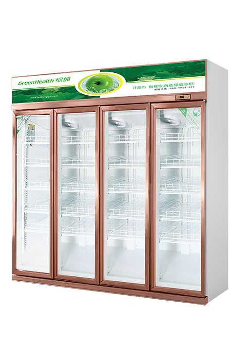 Dispositivo di raffreddamento di vetro del congelatore di combinazione della porta quattro per l'esposizione della bevanda