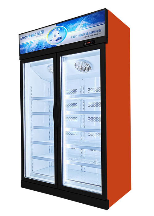 Il congelatore commerciale dell'esposizione del doppio montante di vetro della porta automatico disgela