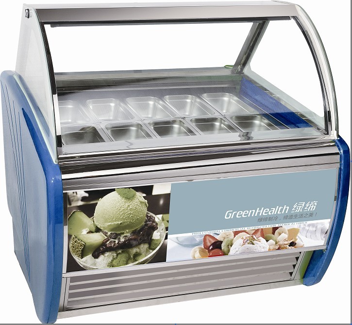 Abitudine dura blu del congelatore dell'esposizione del gelato di 10 pentole per il deposito/centro commerciale
