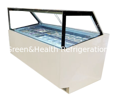 Congelatore commerciale con display di gelato con visibilità panoramica a 360°, controllo digitale della temperatura e pentole GN in acciaio inossidabile