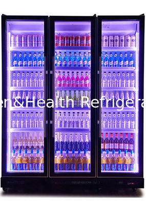 Frigoriferi di vetro neri verticali dell'esposizione della birra della porta con il sistema di raffreddamento del fan