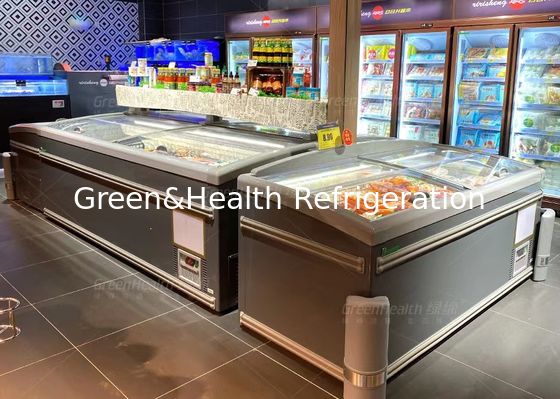 Congelatore commerciale dell'esposizione della cima di vetro curvo commerciale 1000L per il supermercato