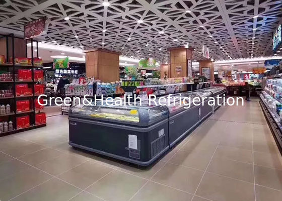 Il congelatore commerciale del petto dell'esposizione del gelato dell'isola disgela liberamente