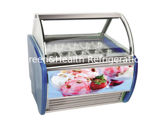 Display di gelato Freezer Porta di vetro curva con filo di riscaldamento a luce led