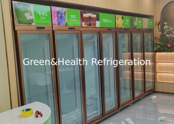 Frigorifero dritto 452L della bevanda del frigorifero dell'esposizione della porta di vetro del supermercato