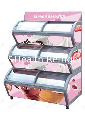 R290 Forma ovale 3 Deck Ice Cream Freezer per display frigorifero frigorifero