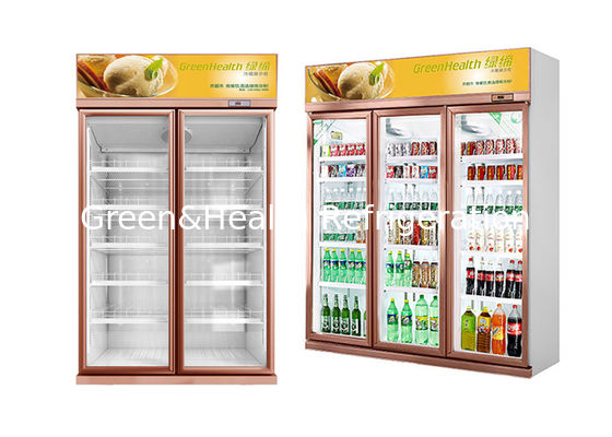 Porta di vetro Display verticale frigorifero Ventilatore di raffreddamento frigorifero per bevande convenience store