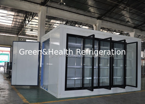 Supermercato Frigorifero Sala frigorifero Con porta di vetro 8500L Walk In Cooler Blast Freezer