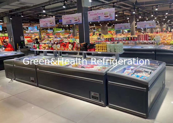 Supermercato Porta di vetro Cassa Congelatore Alimentare Display Merchandise Frigorifero 1040L