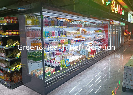 Verniciatura Acciaio Sistema remoto Multideck Open Chiller Bevande vegetali Display frigorifero