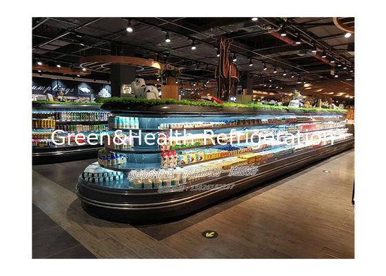 Commerciale Multi Deck Round Island Freezer Open Refrigeration Per Supermercato
