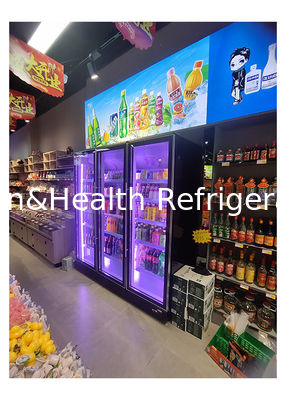 880L Supermercato Porta di vetro Multideck Chiller Beverage Display Refrigerator