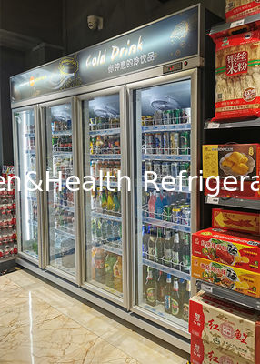 Frigoriferi a vetro a doppia porta verticale per piccoli mercati