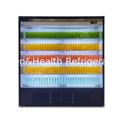 2°C-8°C Bevande a LED Frutta Multideck Display Open Chiller con tenda notturna
