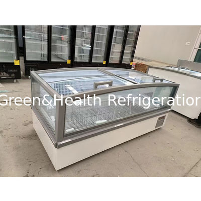 Grandi vetro vetro Display Cabinet Supermercato Isola congelatore con alluminio in rilievo interno